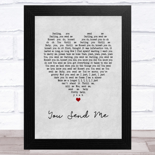 Aretha Franklin You Send Me Grey Heart Song Lyric Art Print