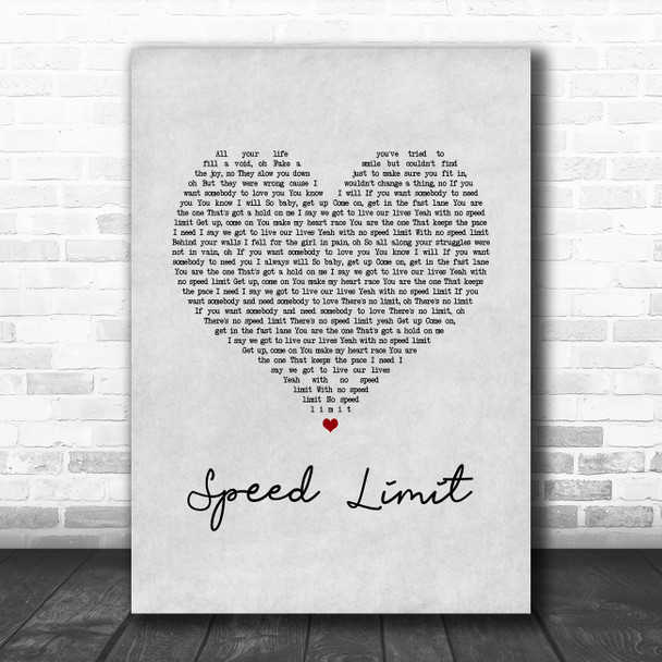 Boyce Avenue Speed Limit Grey Heart Song Lyric Art Print
