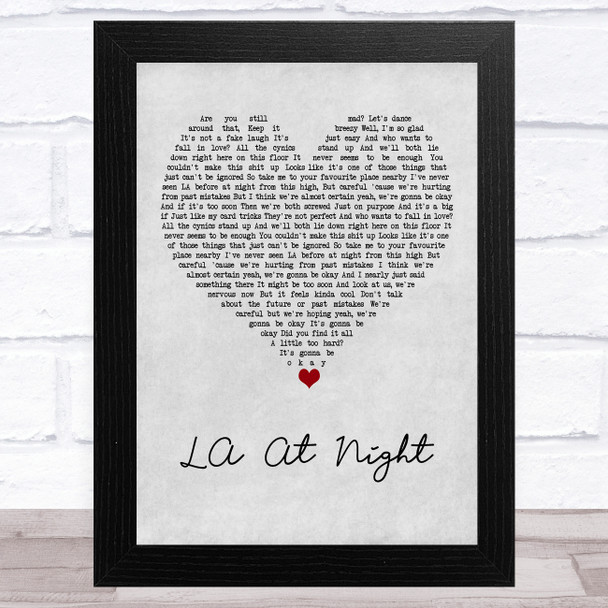 The Coronas LA At Night Grey Heart Song Lyric Art Print