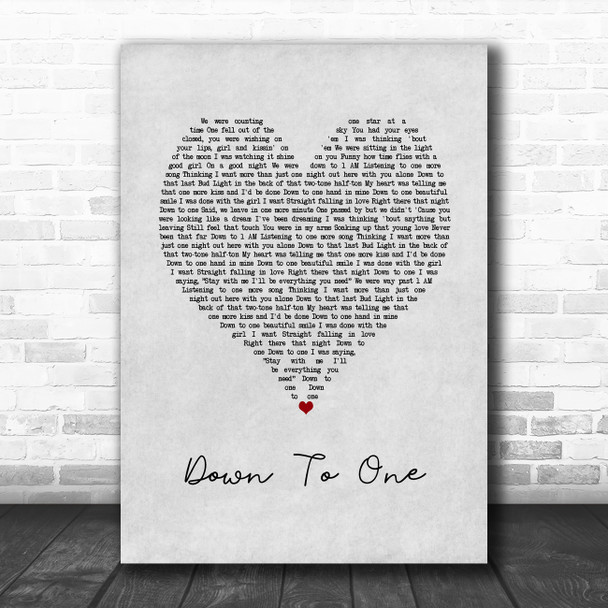 Luke Bryan Down To One Grey Heart Song Lyric Art Print