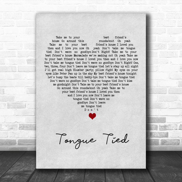 Grouplove Tongue Tied Grey Heart Song Lyric Art Print