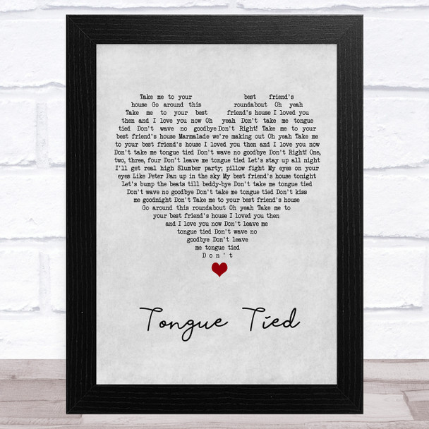 Grouplove Tongue Tied Grey Heart Song Lyric Art Print
