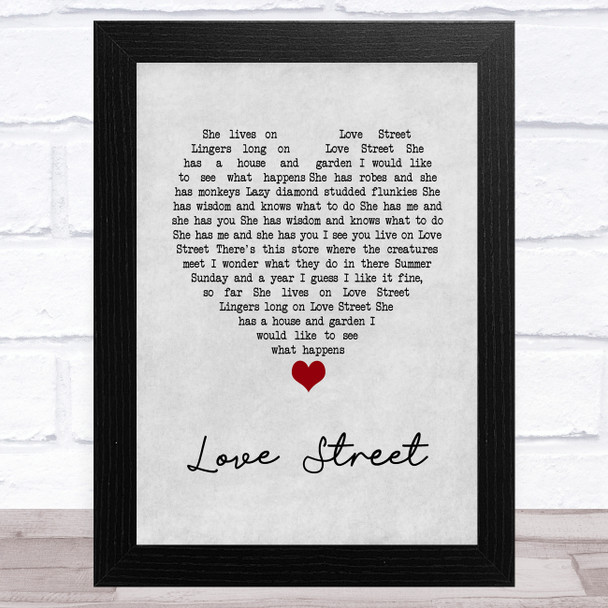 The Doors Love Street Grey Heart Song Lyric Art Print