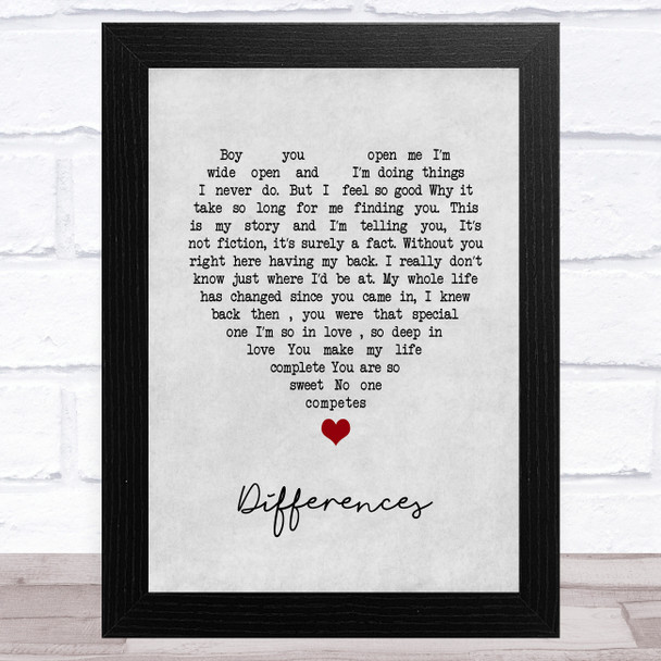 Ginuwine Differences Grey Heart Song Lyric Art Print