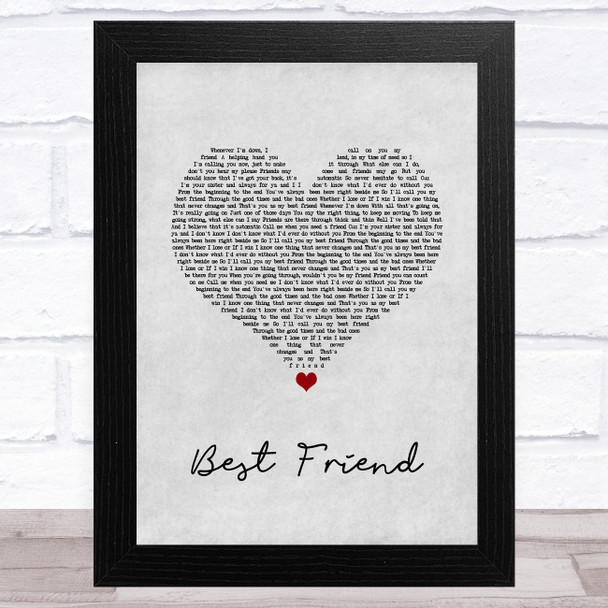 Brandy Best Friend Grey Heart Song Lyric Art Print