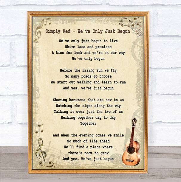 Simply Red We've Only Just Begun Song Lyric Vintage Music Wall Art Print