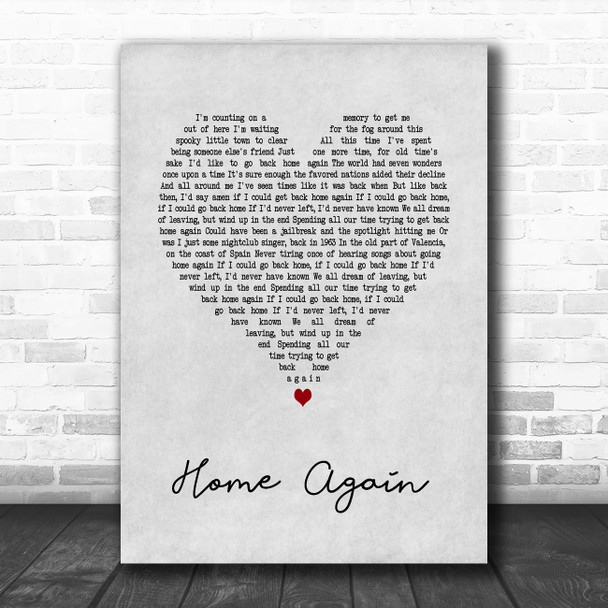 Elton John Home Again Grey Heart Song Lyric Art Print