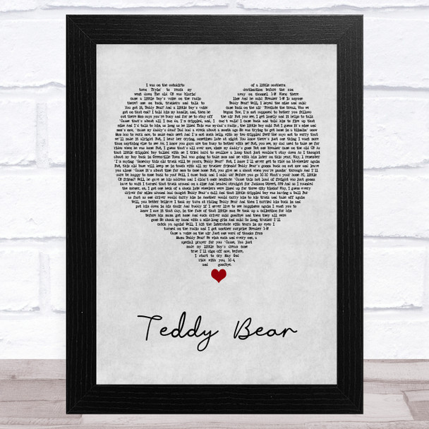 Red Sovine Teddy Bear Grey Heart Song Lyric Art Print
