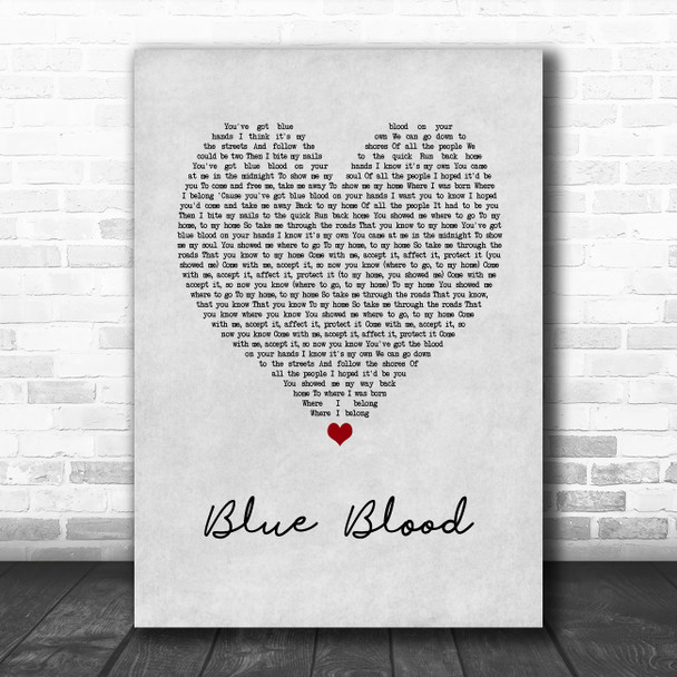 Foals Blue Blood Grey Heart Song Lyric Art Print