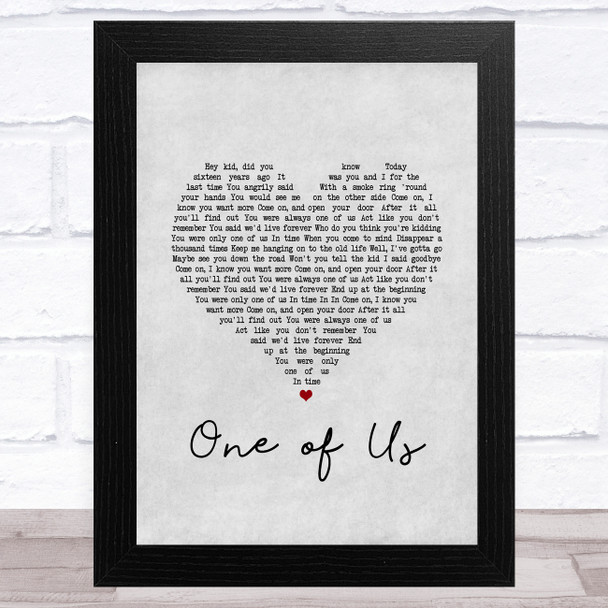 Liam Gallagher One of Us Grey Heart Song Lyric Art Print