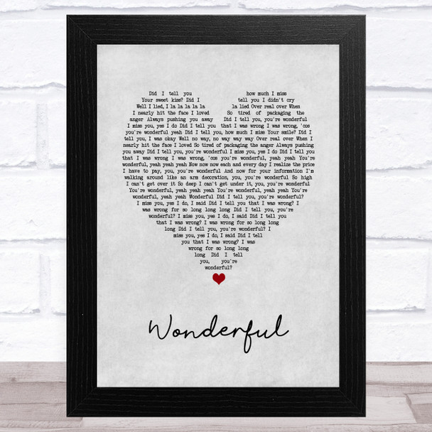 Adam Ant Wonderful Grey Heart Song Lyric Art Print