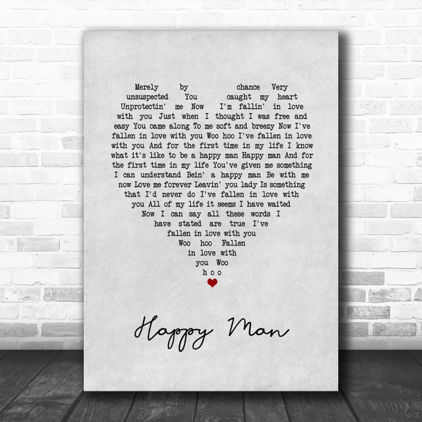 Chicago Happy Man Grey Heart Song Lyric Art Print