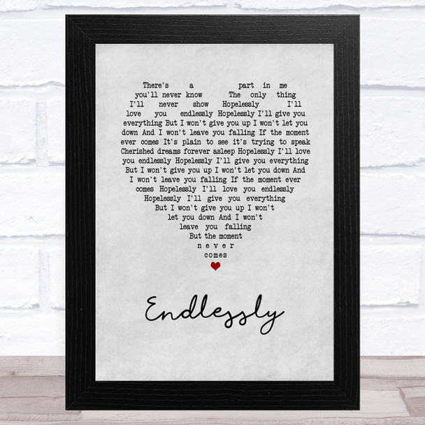 muse Endlessly Grey Heart Song Lyric Art Print