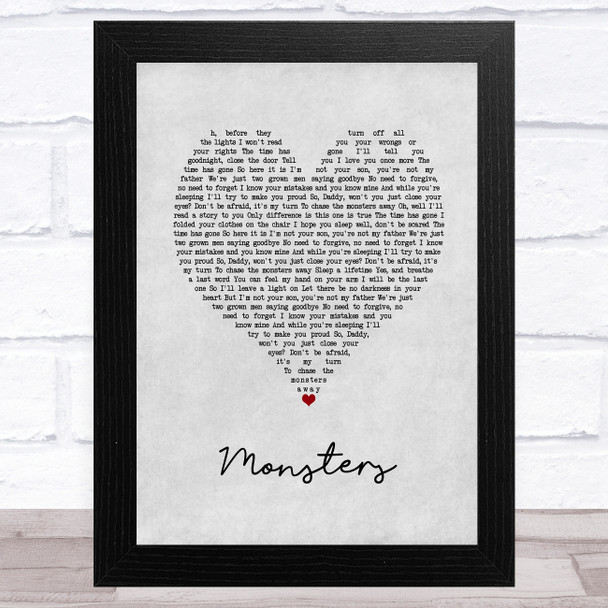 James Blunt Monsters Grey Heart Song Lyric Art Print