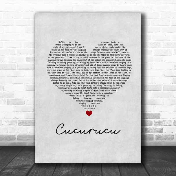 Nick Mulvey Cucurucu Grey Heart Song Lyric Art Print