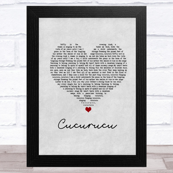 Nick Mulvey Cucurucu Grey Heart Song Lyric Art Print