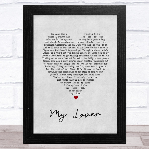Birdtalker My Lover Grey Heart Song Lyric Art Print