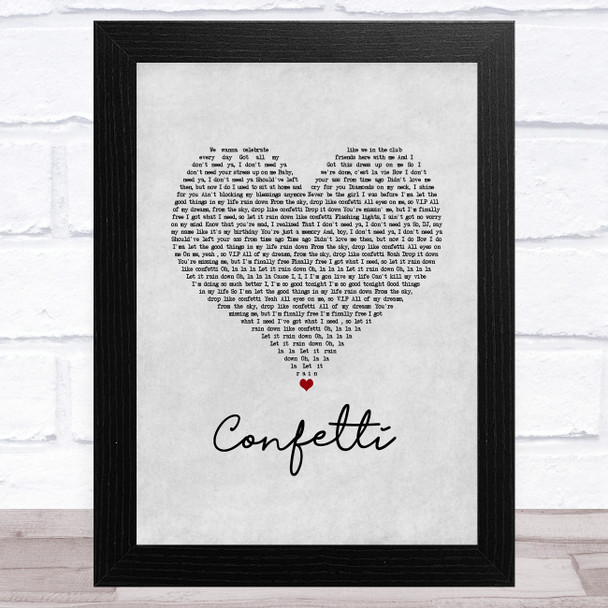 Little Mix Confetti Grey Heart Song Lyric Art Print