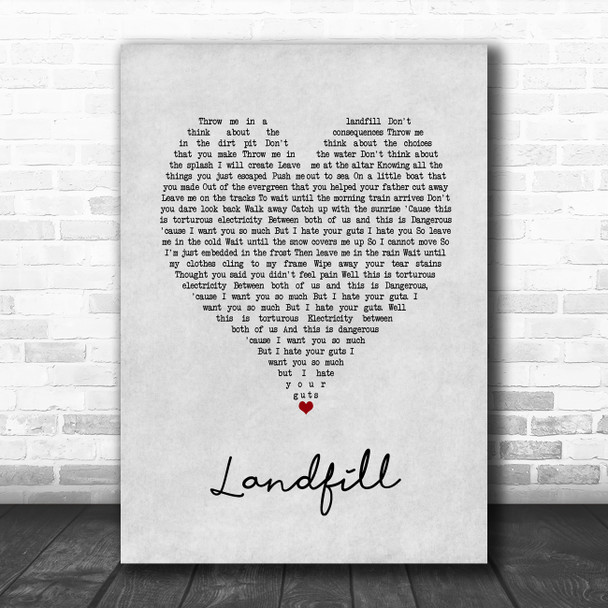 Daughter Landfill Grey Heart Song Lyric Art Print