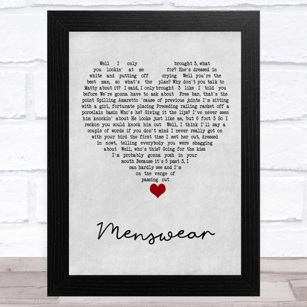 The 1975 Menswear Grey Heart Song Lyric Art Print