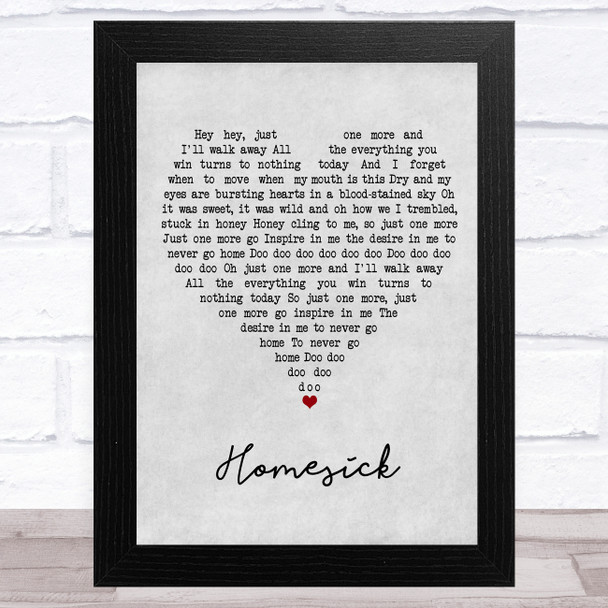 The Cure Homesick Grey Heart Song Lyric Art Print