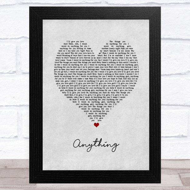 3T Anything Grey Heart Song Lyric Art Print