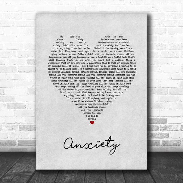 Palaye Royale Anxiety Grey Heart Song Lyric Art Print