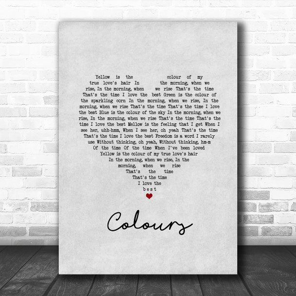 Joan Baez Colours Grey Heart Song Lyric Art Print