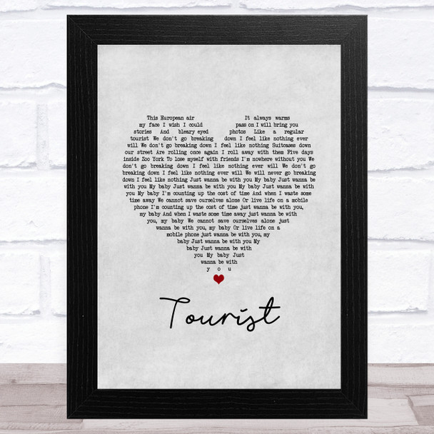 Athlete Tourist Grey Heart Song Lyric Art Print