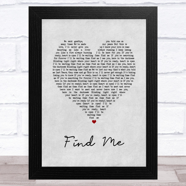 Sigma Find Me Grey Heart Song Lyric Art Print