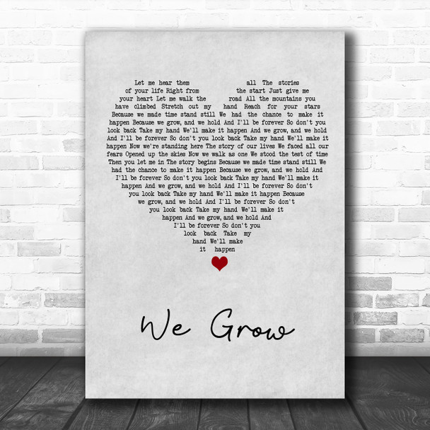 Elmo We Grow Grey Heart Song Lyric Art Print