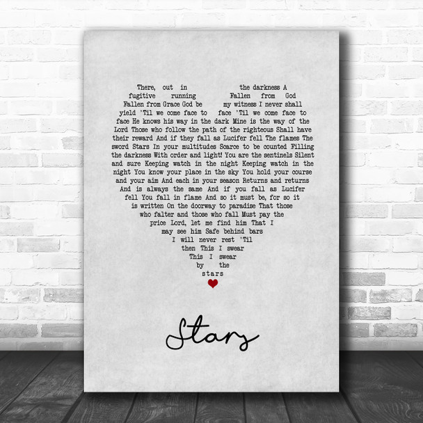 Michael Ball Stars Grey Heart Song Lyric Art Print