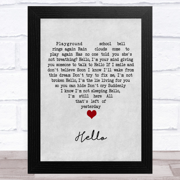 Evanescence Hello Grey Heart Song Lyric Art Print