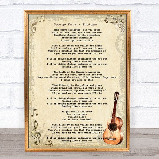 George Ezra - Shotgun Song Lyric Guitar Music Wall Art Print