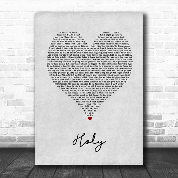 Justin Bieber Holy Grey Heart Song Lyric Art Print