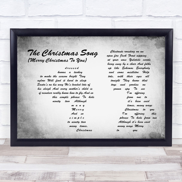Nat King Cole The Christmas Song (Merry Christmas To You) Man Lady Couple Grey Song Lyric Art Print