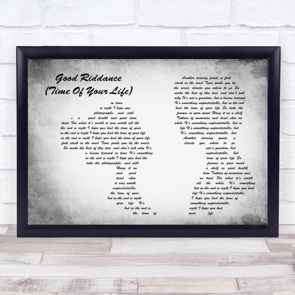 Green Day Good Riddance (Time Of Your Life) Man Lady Couple Grey Song Lyric Art Print