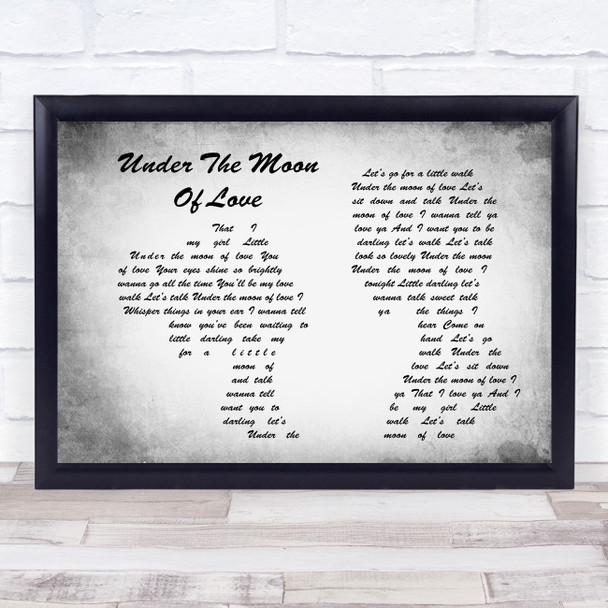 Showaddywaddy Under The Moon Of Love Man Lady Couple Grey Song Lyric Art Print