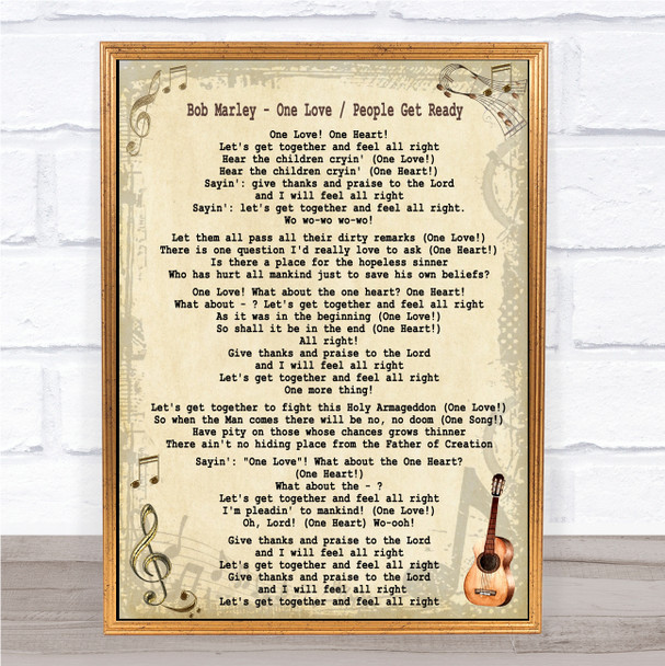 Bob Marley One Love People Get Ready Song Lyric Music Wall Art Print