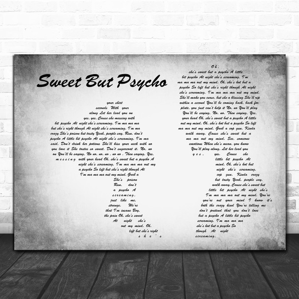 Ava Max Sweet But Psycho Man Lady Couple Grey Song Lyric Art Print