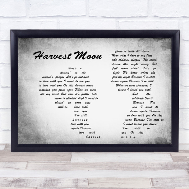 Neil Young Harvest Moon Man Lady Couple Grey Song Lyric Art Print