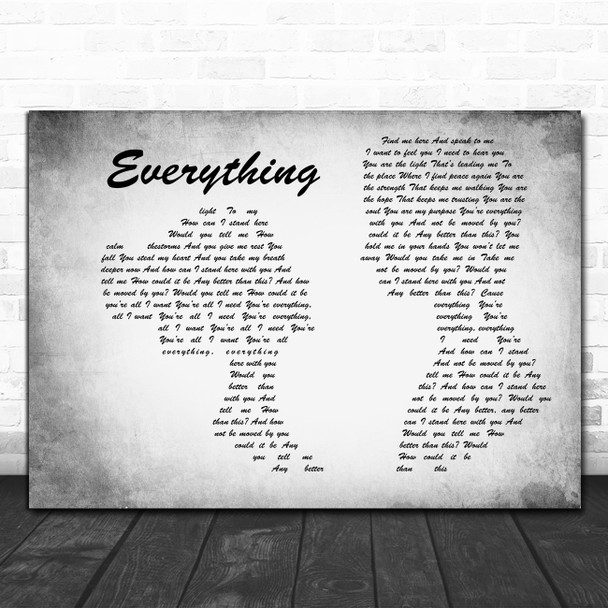 Lifehouse Everything Man Lady Couple Grey Song Lyric Art Print