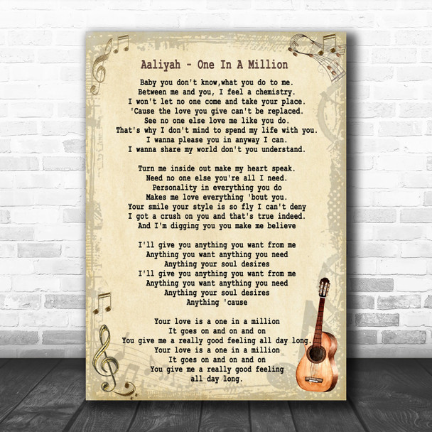 Aaliyah One In A Million Song Lyric Music Wall Art Print