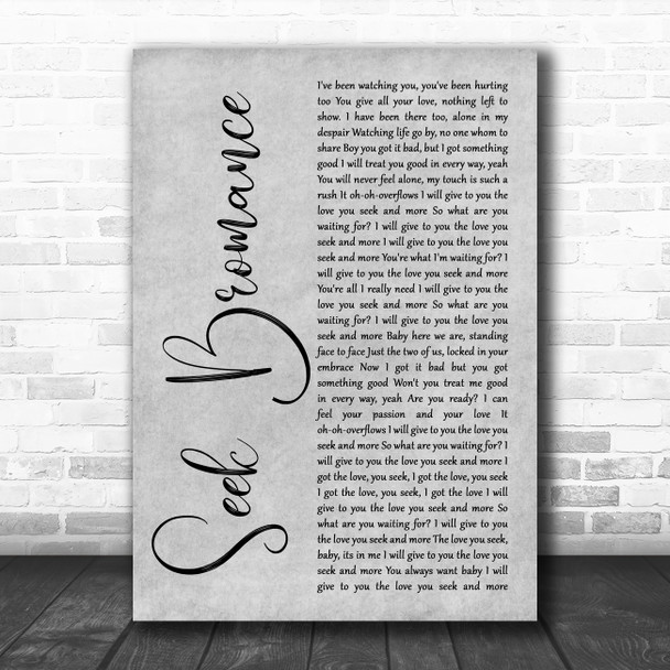 Tim Berg Seek Bromance Grey Rustic Script Song Lyric Art Print