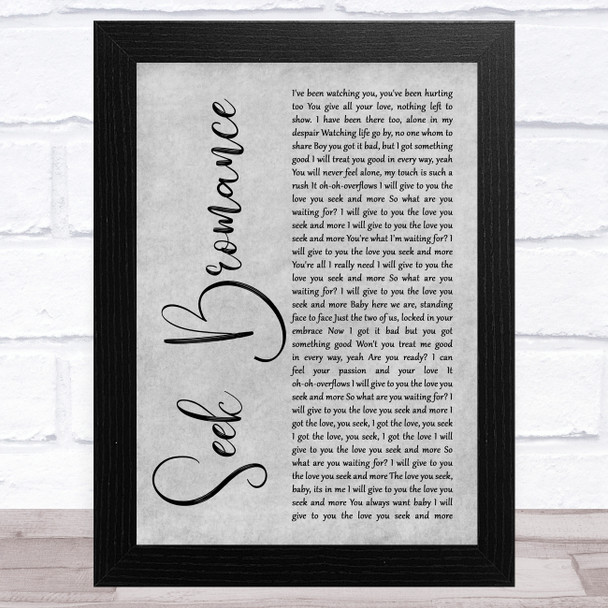 Tim Berg Seek Bromance Grey Rustic Script Song Lyric Art Print