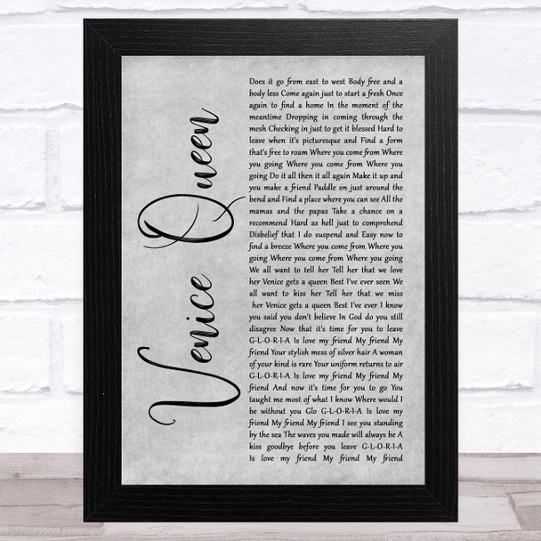 Red Hot Chili Peppers Venice Queen Grey Rustic Script Song Lyric Art Print