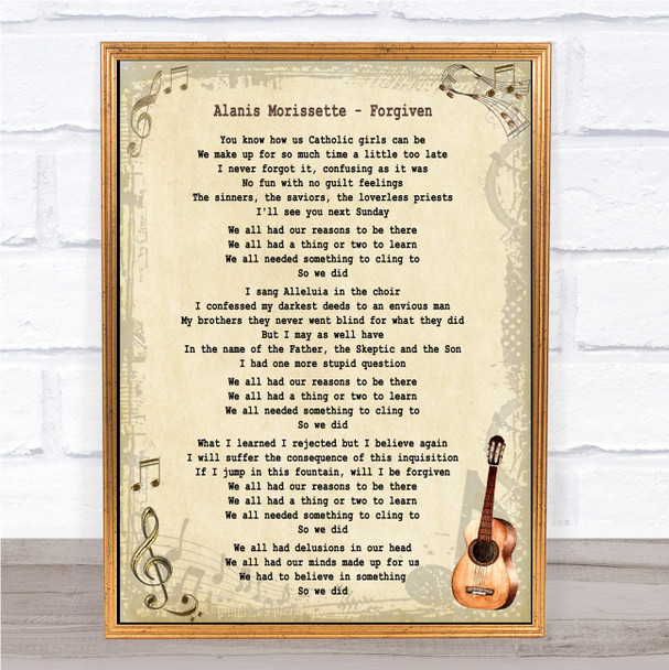 Alanis Morissette Forgiven Song Lyric Music Wall Art Print