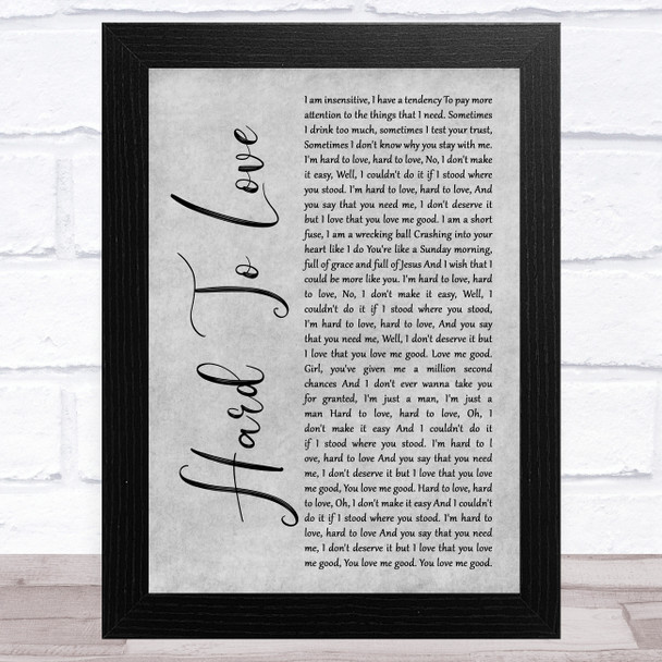 Lee Brice Hard To Love Grey Rustic Script Song Lyric Art Print