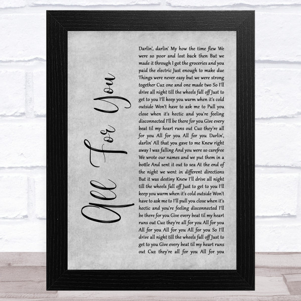 Iration All For You Grey Rustic Script Song Lyric Art Print