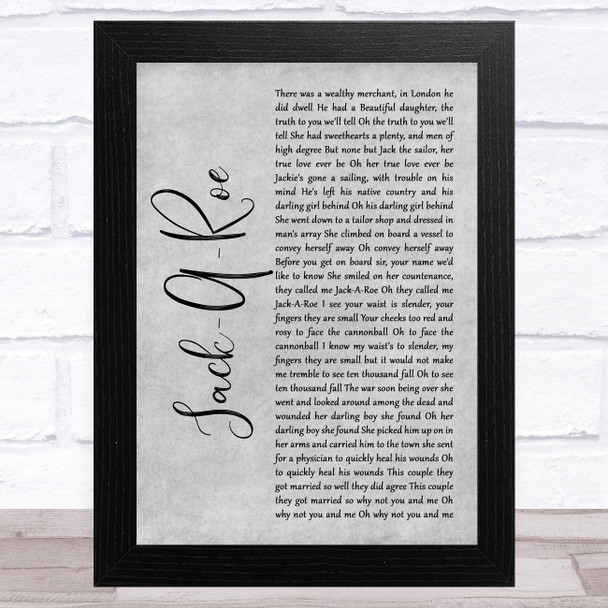 Grateful Dead Jack-A-Roe Grey Rustic Script Song Lyric Art Print